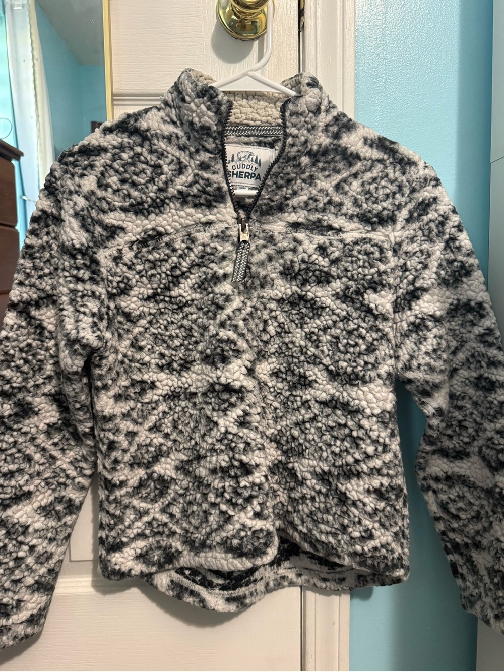 Cuddly Sherpa Jacket Pullover Quarter Zip Mock Neck Long Sleeve